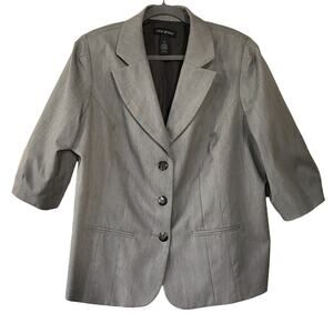 Lane Bryant Gray Suit Blazer Sz 20 EUC Cropped Sleeve Career Office Three Button